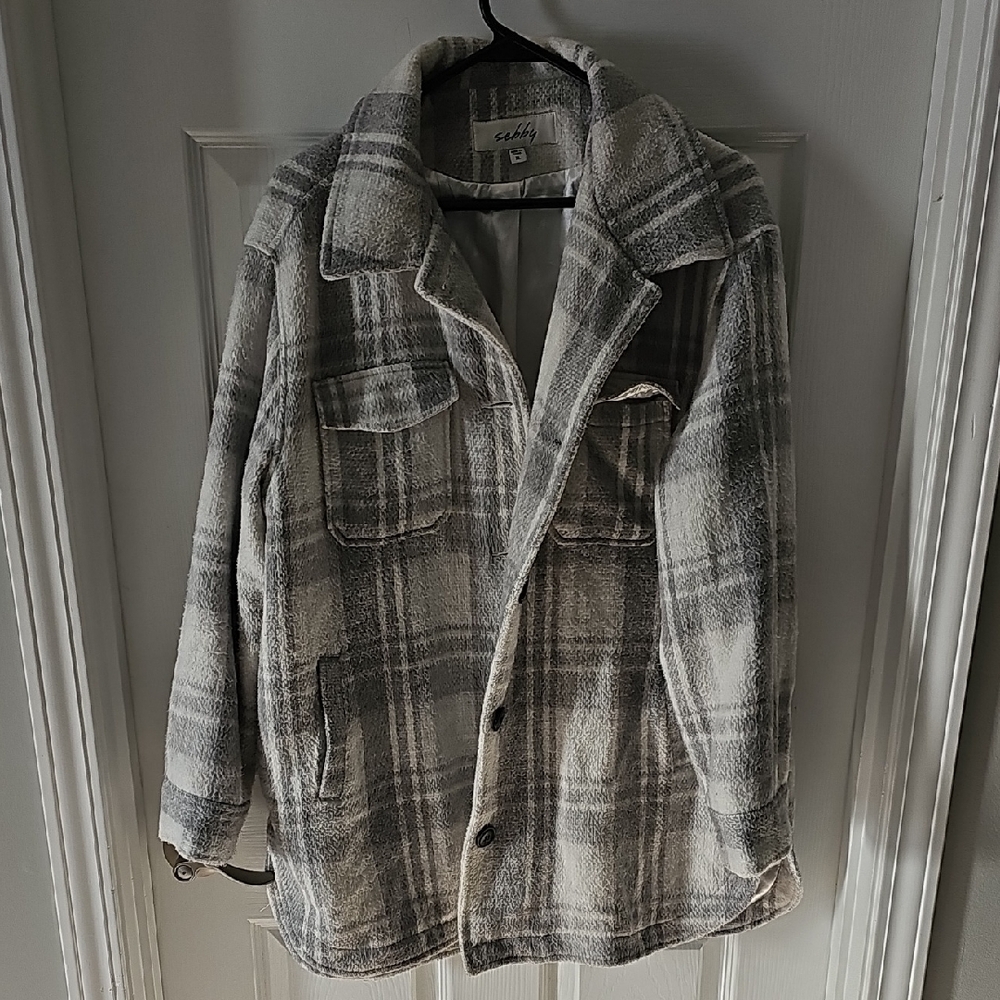 Sebby Cream and Gray Textured Jacket